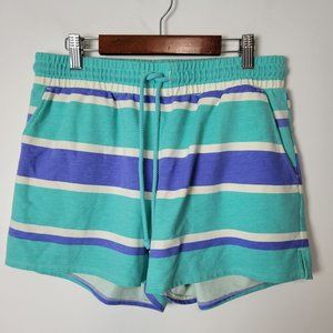 Wildfox Blue Striped Pull-On Sweat Lounge Shorts Women's Size S
